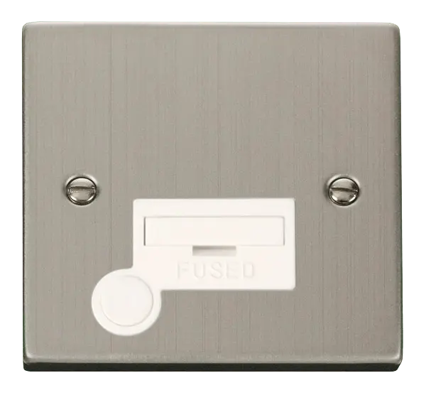 Click Deco Stainless Steel 13A Fused Connection Unit With Flex Outlet with White Insert – VPSS050WH