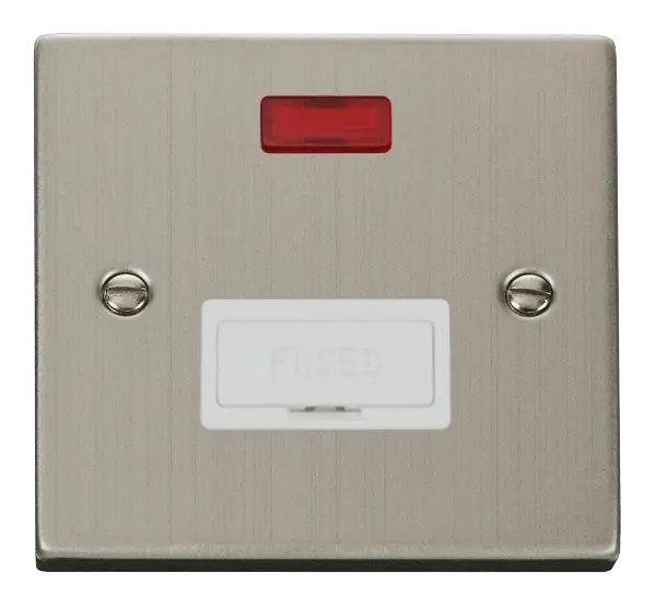 Click Deco Stainless Steel 13A Fused Connection Unit With Neon with White Insert – VPSS653WH