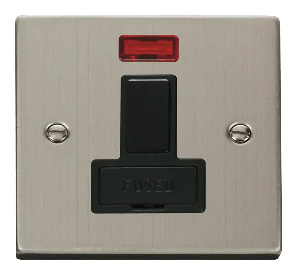 Click Deco Stainless Steel 13A Fused Switched Connection Unit With Neon with Black Insert – VPSS652BK