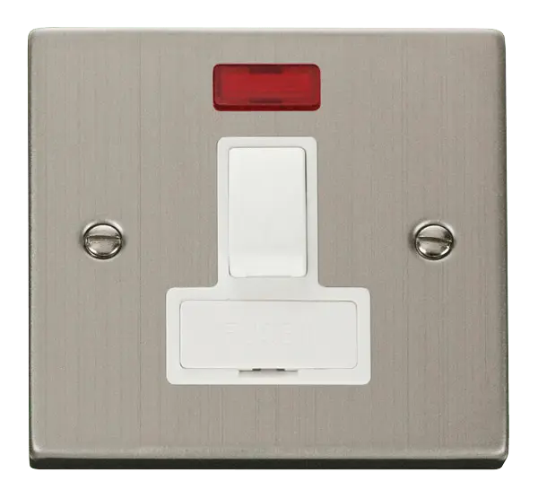 Click Deco Stainless Steel 13A Fused Switched Connection Unit With Neon with White Insert – VPSS652WH