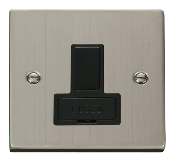 Click Deco Stainless Steel 13A Fused Switched Connection Unit with Black Insert – VPSS651BK