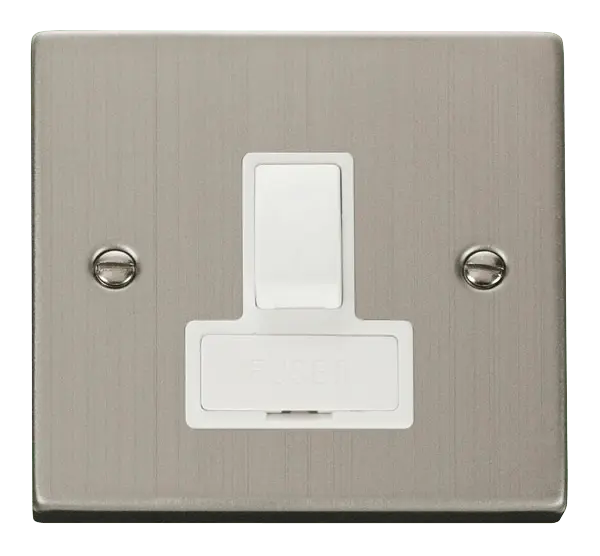 Click Deco Stainless Steel 13A Fused Switched Connection Unit with White Insert – VPSS651WH