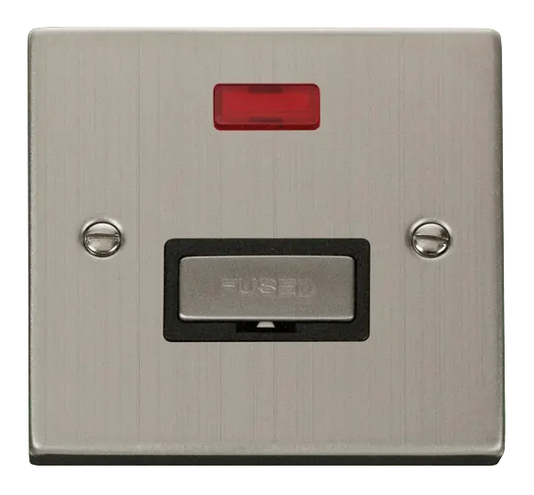 Click Deco Stainless Steel 13A Fused 'Ingot' Connection Unit With Neon with Black Insert – VPSS753BK