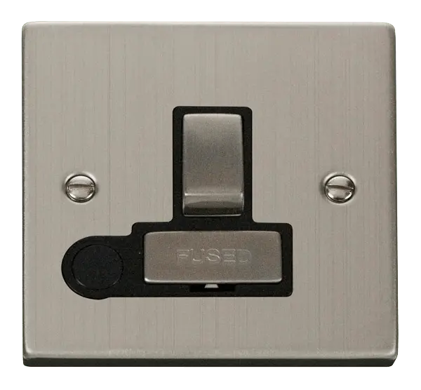 Click Deco Stainless Steel 13A Fused 'Ingot' Switched Connection Unit With Flex Outlet with Black Insert – VPSS551BK