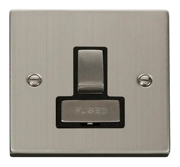 Click Deco Stainless Steel 13A Fused 'Ingot' Switched Connection Unit with Black Insert – VPSS751BK