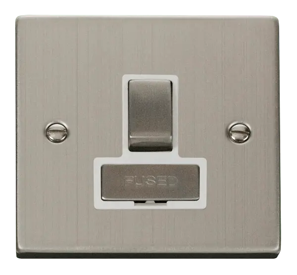 Click Deco Stainless Steel 13A Fused 'Ingot' Switched Connection Unit with White Insert – VPSS751WH