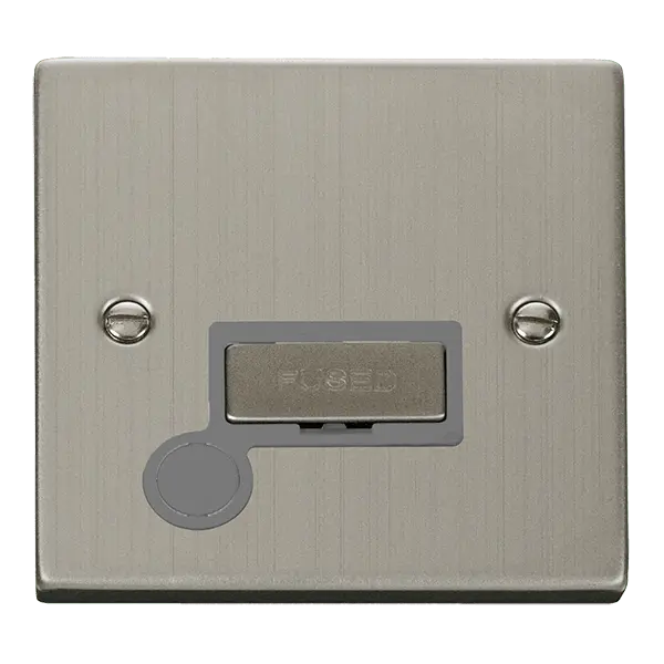 Click Deco Stainless Steel 13A Ingot Fused Connection Unit With Optional Flex Outlet with Grey Insert – VPSS550GY