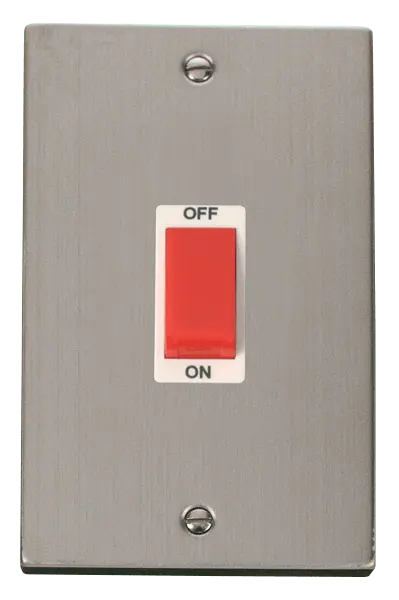 Click Deco Stainless Steel 2 Gang 45A DP Switch with White Insert – VPSS202WH