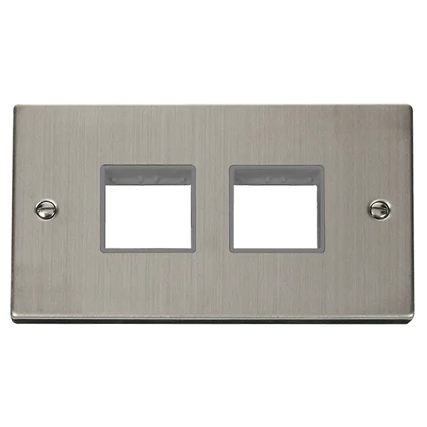 Click Deco Stainless Steel 2 Gang MiniGrid© Unfurnished Plate - 2 x 2 Apertures with Grey Insert – VPSS404GY
