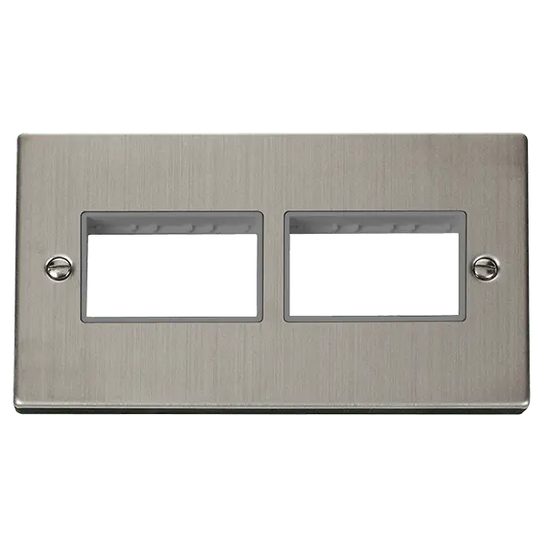 Click Deco Stainless Steel 2 Gang MiniGrid© Unfurnished Plate - 2 x 3 Apertures with Grey Insert – VPSS406GY