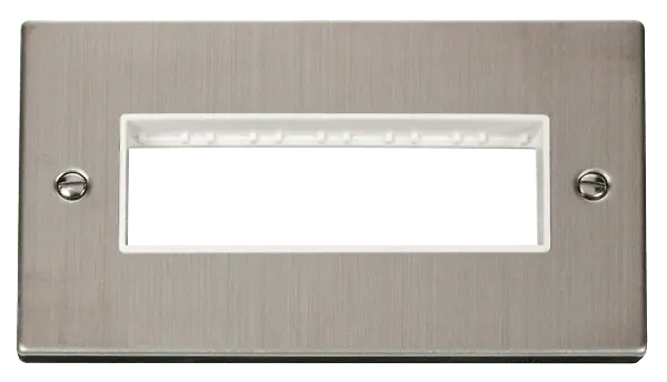 Click Deco Stainless Steel 2 Gang Plate 6 In-Line Aperture with White Insert – VPSS426WH