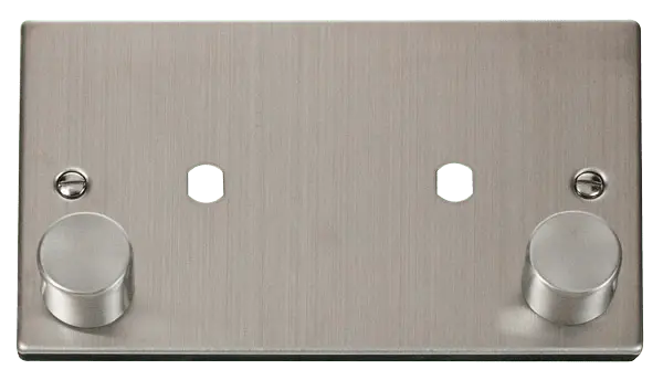Click Deco Stainless Steel 2 Gang Plate Twin Aperture (1630W Max) – VPSS186
