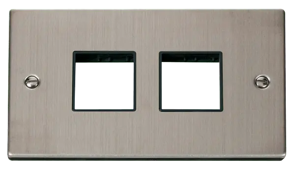 Click Deco Stainless Steel 2 Gang Plate (2 x 2) Aperture with Black Insert – VPSS404BK