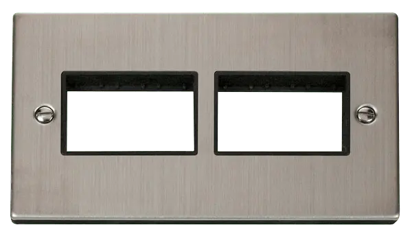 Click Deco Stainless Steel 2 Gang Plate (3 x 3) Aperture with Black Insert – VPSS406BK