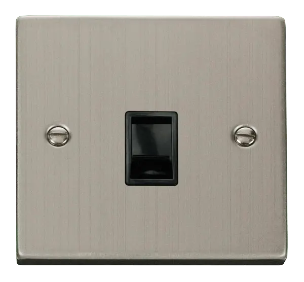 Click Deco Stainless Steel Single RJ11 Socket (Ireland/USA) with Black Insert – VPSS115BK