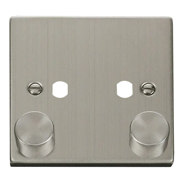 Click Deco Stainless Steel VPSS 2 GANG DOUBLE DIMMER PLATE & KNOBS – VPSS152PL