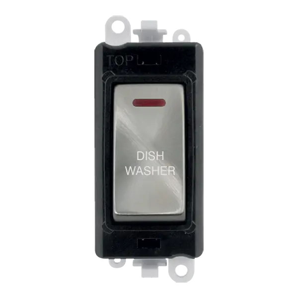 Click GridPro 20AX Double Pole Switch With LED Module - Black - Satin Chrome - Dishwasher – GM2218BKSC-DW