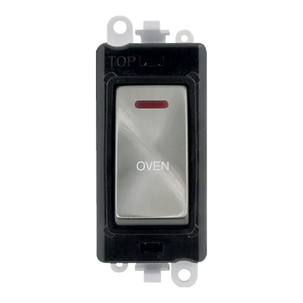 Click GridPro 20AX Double Pole Switch With LED Module - Black - Satin Chrome - Oven – GM2218BKSC-OV