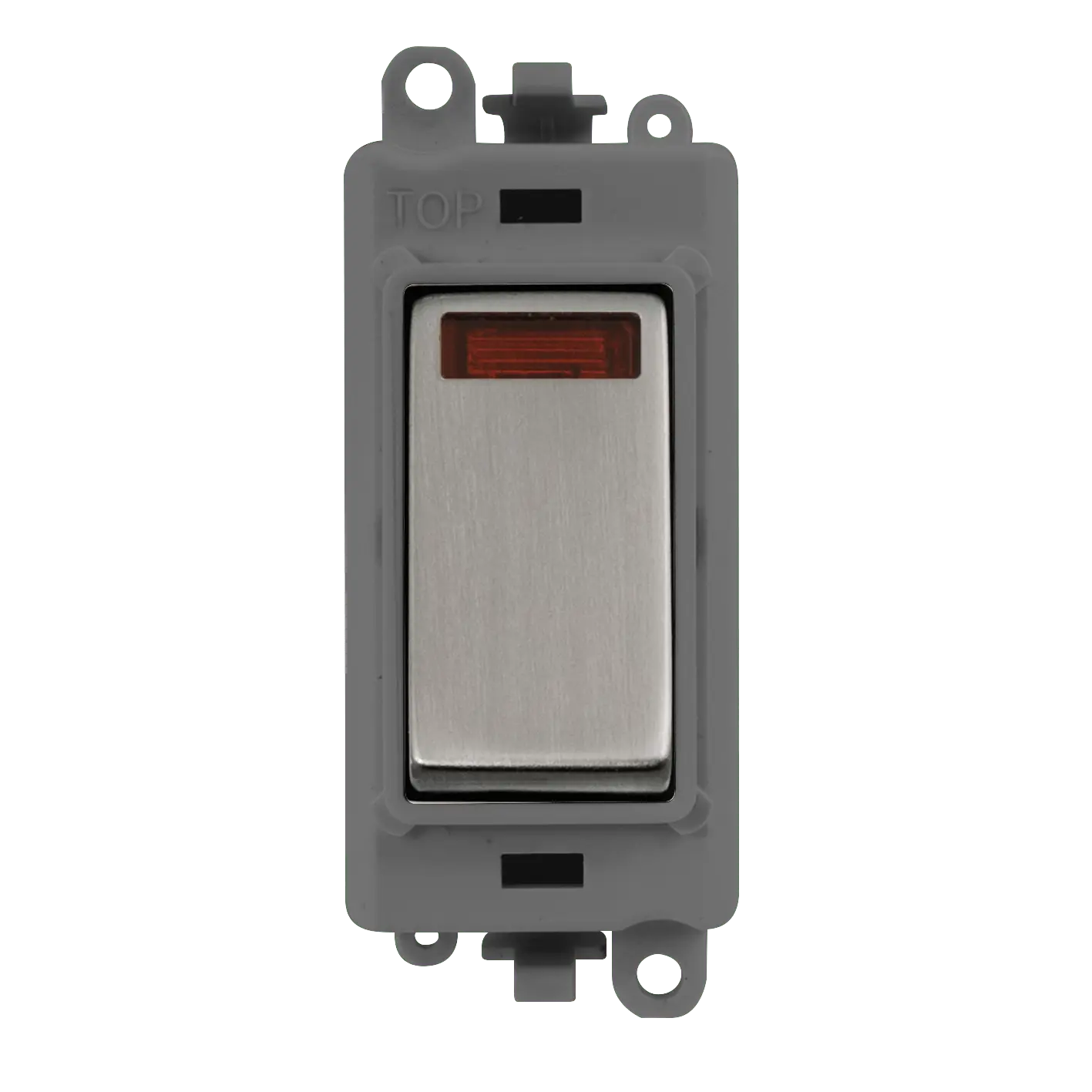 Click GridPro 20AX Double Pole Switch With Neon Module - Grey - Stainless Steel – GM2018NGYSS