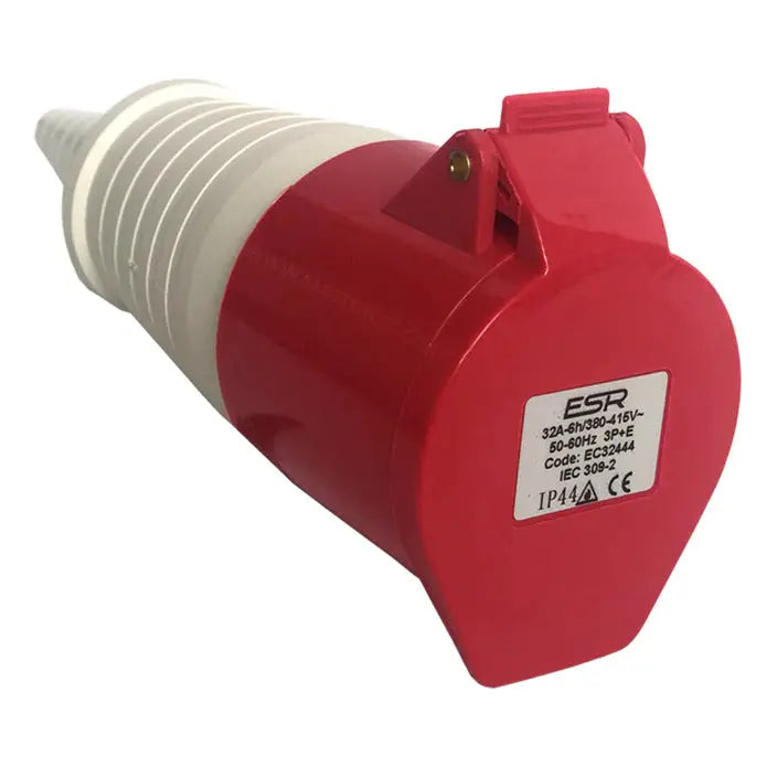 ESR 32 Amp 4 Pin Eco Coupler Socket 3P+E Industrial IP44 Red 415V EC32444 ESR