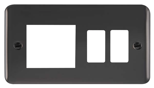 Click GridPro Hotel Accessory Plate - 2 Gang Gridpro Frontplate With Twin New Media Aperture – DPBN31102