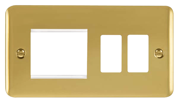 Click GridPro Hotel Accessory Plate - 2 Gang Gridpro Frontplate With Twin New Media Aperture – DPBR31102