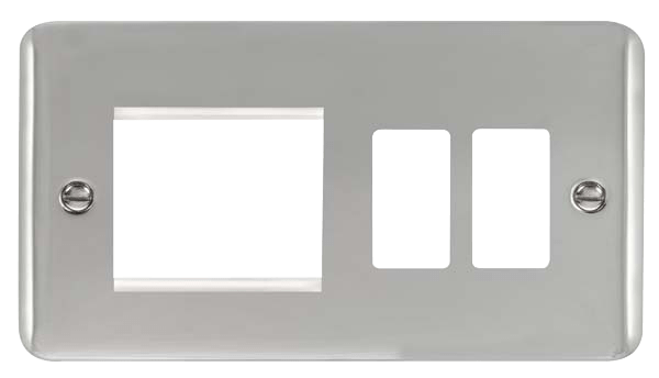 Click GridPro Hotel Accessory Plate - 2 Gang Gridpro Frontplate With Twin New Media Aperture – DPCH31102