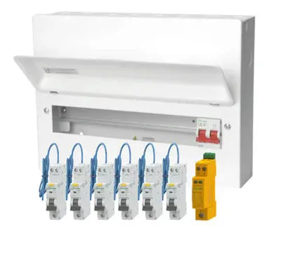 Danson 9 Way Consumer Unit w/ 100A MS, 1 Mod SPD and 6 RCBOs ACAS Electrical