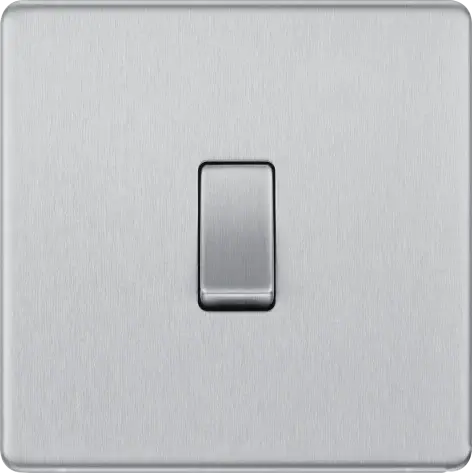 BG Nexus Screwless Flat Plate Brushed Steel Single Light Switch FBS12 10Amp BG Nexus