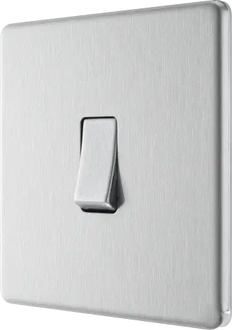 BG Nexus Screwless Flat Plate Brushed Steel Single Light Switch FBS12 10Amp BG Nexus