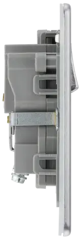 BG Nexus Screwless Flat Plate Brushed Steel Single Socket FBS21G Grey Insert 13Amp BG Nexus