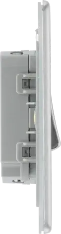 BG Nexus Screwless Flat Plate Brushed Steel Double Light Switch FBS42 10Amp BG Nexus
