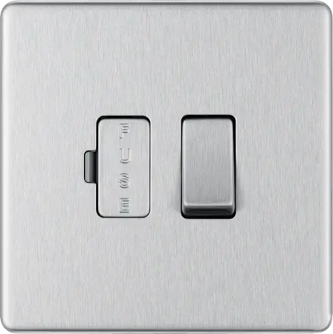 BG Nexus Screwless Flat Plate Brushed Steel Switched Fused Spur FBS50 13Amp BG Nexus