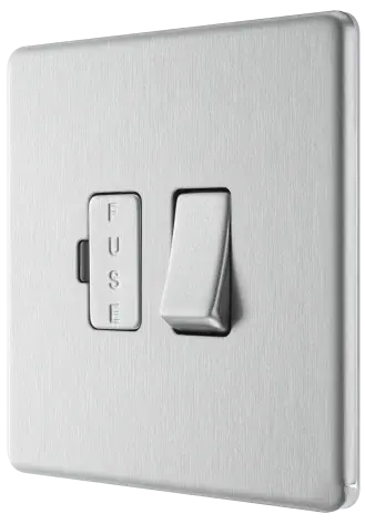 BG Nexus Screwless Flat Plate Brushed Steel Switched Fused Spur FBS50 13Amp BG Nexus