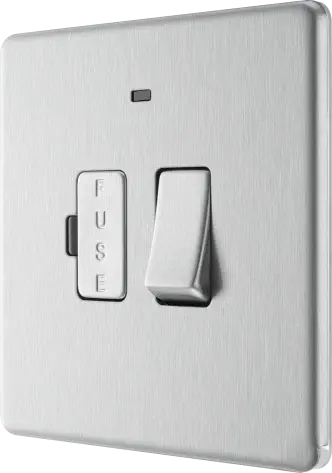 BG Nexus Screwless Flat Plate Brushed Steel Switched Fused Spur with Neon FBS52 13Amp BG Nexus