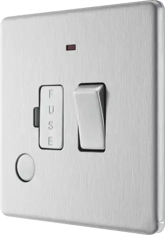 BG Nexus Screwless Flat Plate Brushed Steel Switched Fused Spur with Neon and Cable Entry FBS53 13Amp BG Nexus