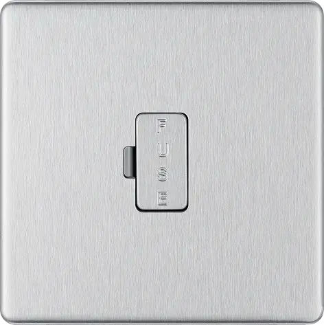 BG Nexus Screwless Flat Plate Brushed Steel Unswitched Fused Spur FBS54 13Amp BG Nexus
