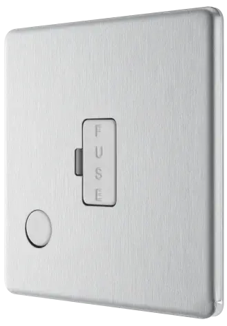 BG Electrical Unswitched Fused Spur Connection Unit with Flex Outlet, Double Pole, Screwless Front Plate, Brushed Steel, 13A, FBS55 BG Nexus