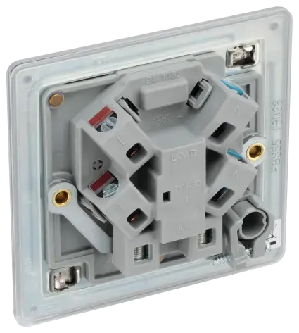 BG Electrical Unswitched Fused Spur Connection Unit with Flex Outlet, Double Pole, Screwless Front Plate, Brushed Steel, 13A, FBS55 BG Nexus