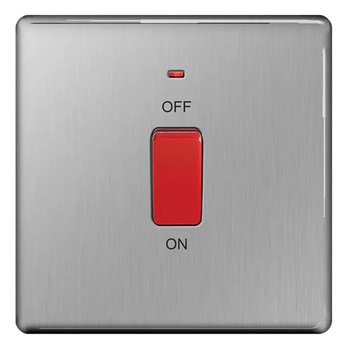 BG Nexus Screwless Flat Plate Brushed Steel Switches and Sockets Grey Inserts Full Range BG Nexus