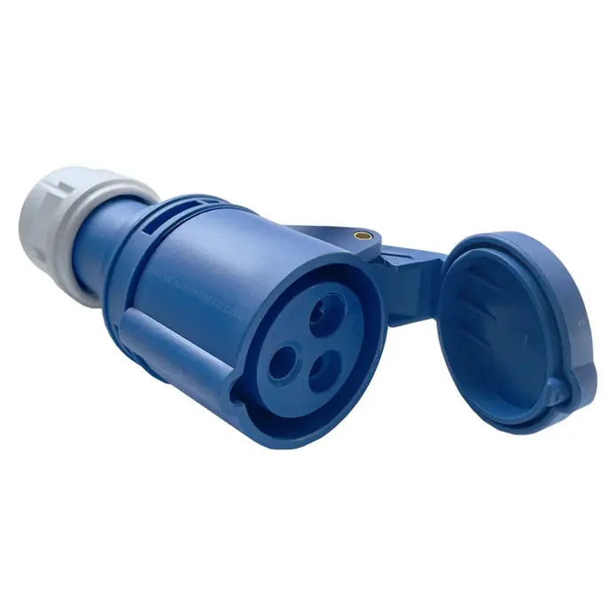 ESR 32 Amp 3 Pin Fast Fit Coupler Socket 2P+E Industrial IP44 Blue 250V C32324 ESR
