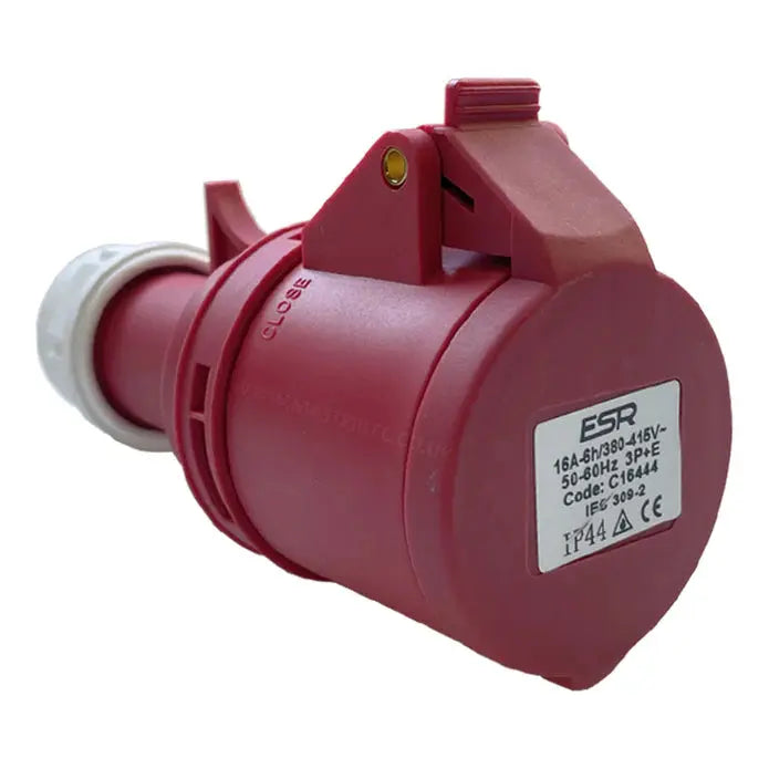 ESR 16 Amp 4 Pin Fast Fit Coupler Socket 3P+E Industrial IP44 Red 415V C16444 ESR