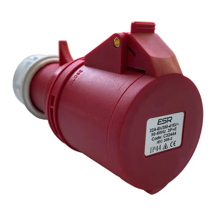 ESR 32 Amp 4 Pin Fast Fit Coupler Socket 3P+E Industrial IP44 Red 415V C32444 ESR