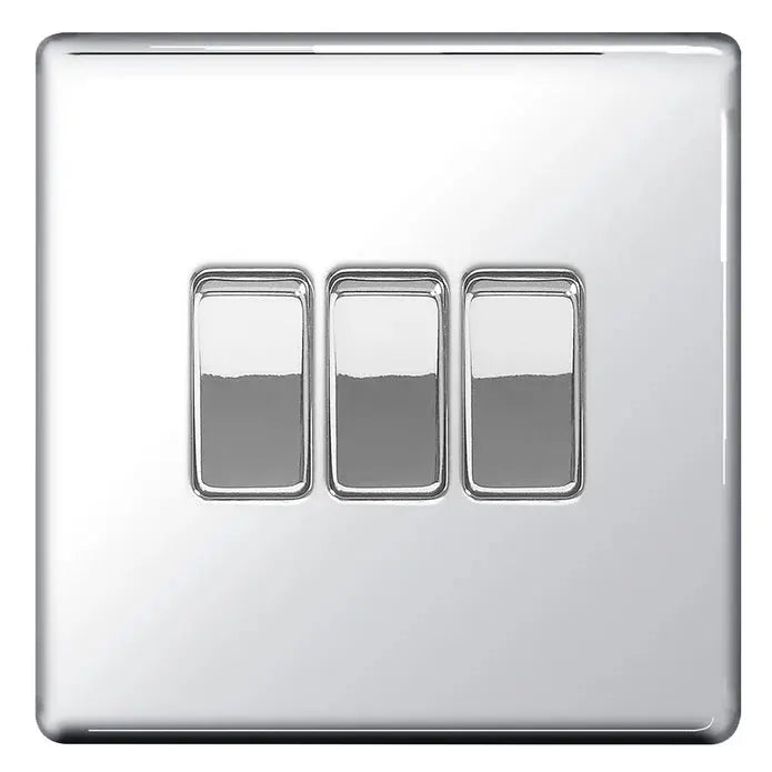 BG Nexus Screwless Flat Plate Polished Chrome Switches and Sockets Grey Inserts Full Range BG Nexus
