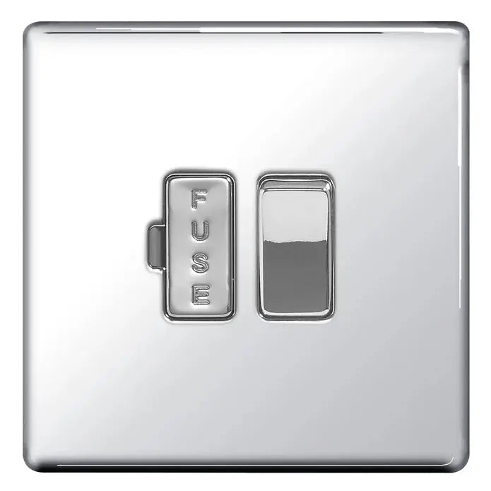 BG Nexus Screwless Flat Plate Polished Chrome Switches and Sockets White Inserts Full Range BG Nexus