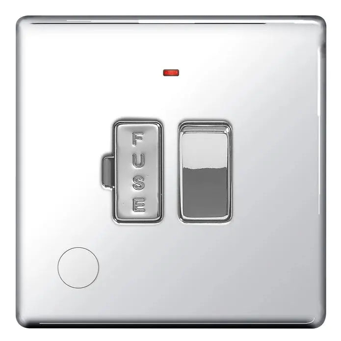 BG Nexus Screwless Flat Plate Polished Chrome Switches and Sockets White Inserts Full Range BG Nexus