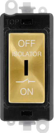 Click GridPro 10A 3 POLE FAN ISOLATION SWITCH - BLACK INSERT - SATIN BRASS SWITCH – GM1030BKSB