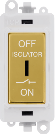 Click GridPro 10A 3 POLE FAN ISOLATION SWITCH - POLAR WHITE INSERT - POLISHED BRASS SWITCH – GM1030PWBR