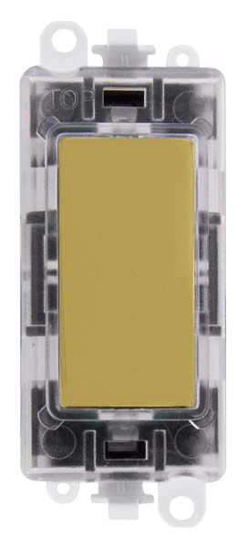 Click GridPro 250V~ Green Transparent Illuminated Blank Module - Polished Brass – GM2008GTBR