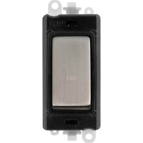 Click GridPro 20AX Double Pole Switch Module - Black - Stainless Steel - Fan – GM2018BKSS-FN